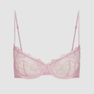 SKIMS Embroidered Tulle Bubble Gum Demi Bra 36D Limited Edition NWT